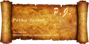 Petky József névjegykártya